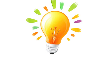 Fototapeta premium Creative light bulb design studio graphic element bright colors close-up transparent background