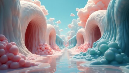 A dreamlike background with warped perspective