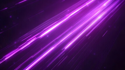Fototapeta premium Glowing purple laser beams streaking diagonally across a dark background
