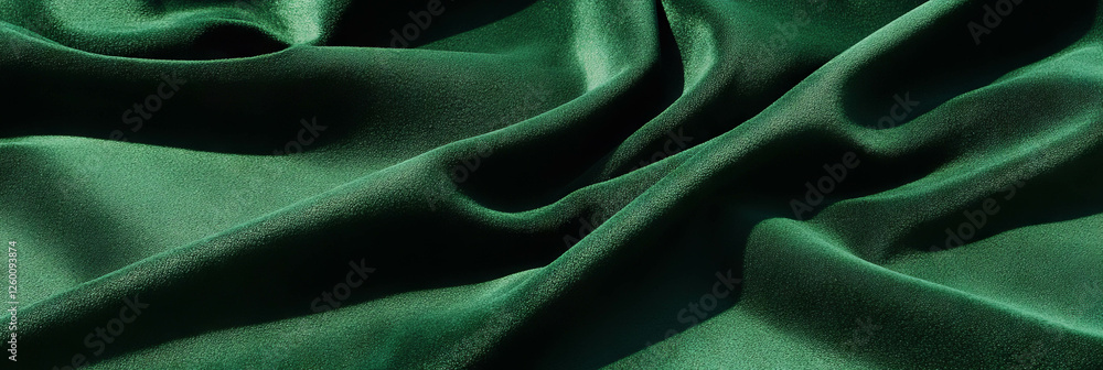 Poster rich forest green suede with varied texture and soft folds creates a luxurious appearance