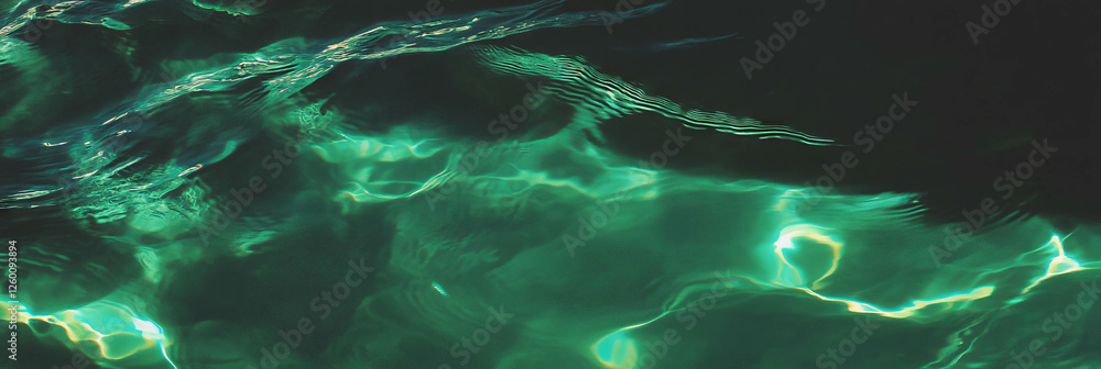 Poster Forest green water with gentle waves and deep shadows for a serene background effect