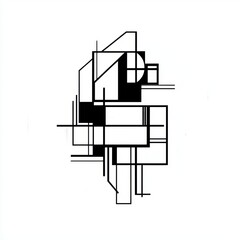 Abstract geometric black and white artwork
