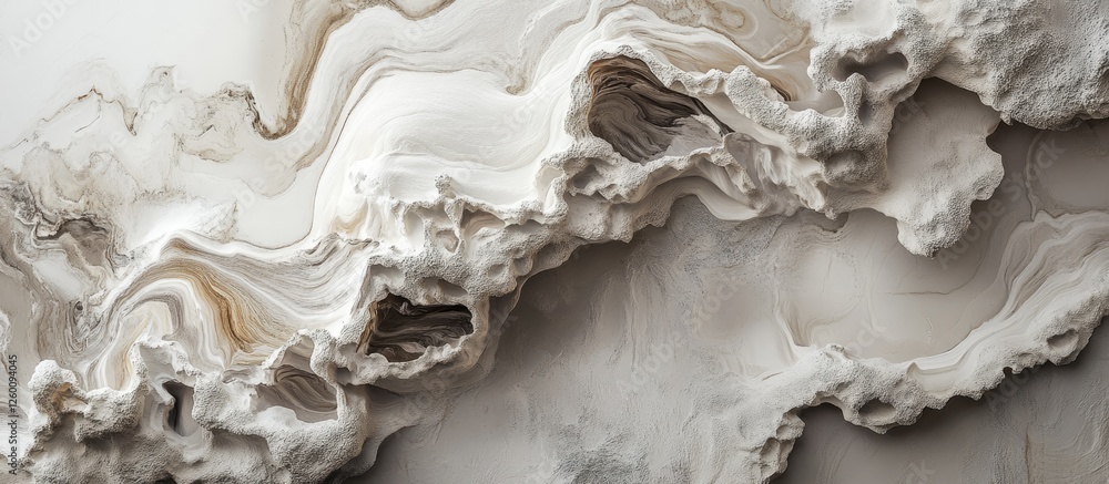 Poster natural marbling texture on a gray stucco wall featuring soft cream and beige swirls creating depth 