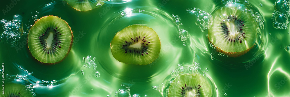 Aufkleber green milk with kiwi ripples creates a refreshing beverage experience with floating kiwi slices