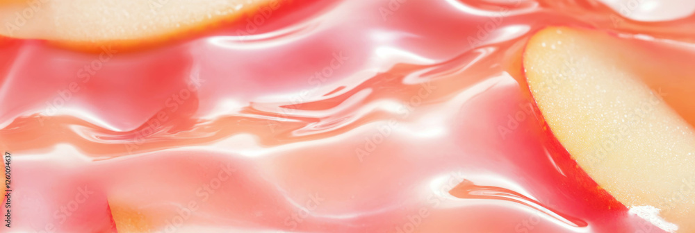 Poster ripples of hazelnut milk and sliced apple create a soothing visual experience