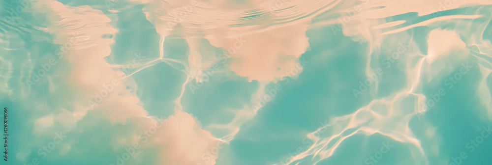 Poster rippling light blue water reflecting soft clouds and gentle light variations