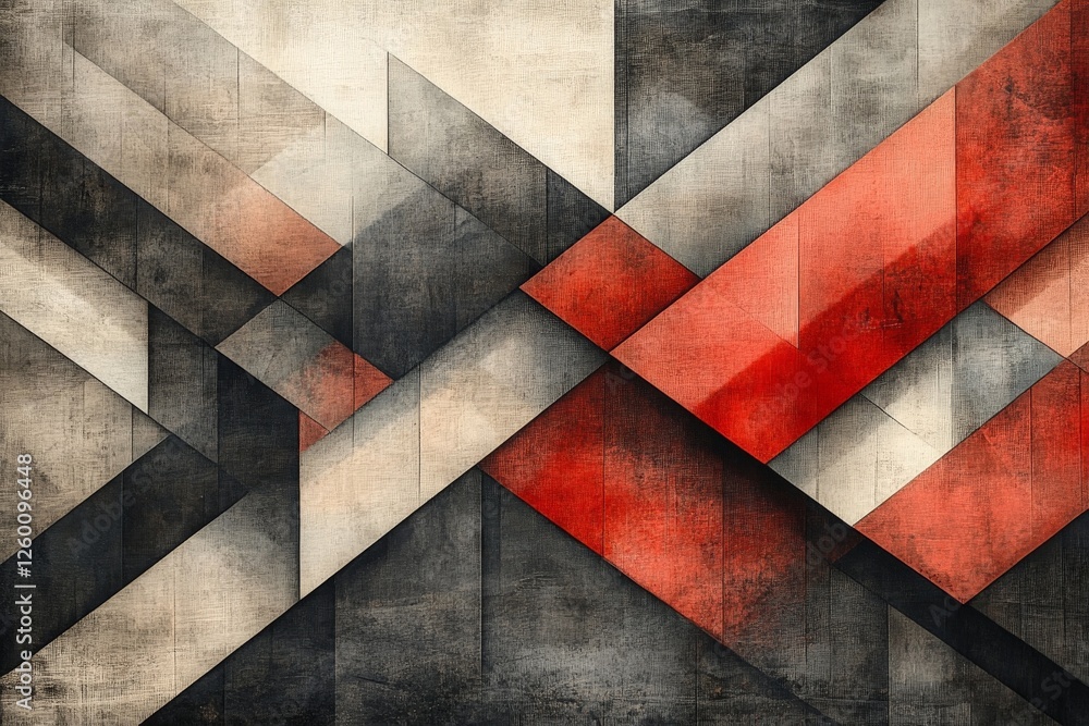 Poster geometric abstract artwork featuring dynamic shapes and contrasting colors in modern design
