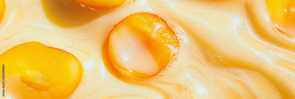 Poster light yellow milk mixed with yellow plum slices creating a refreshing drink experience