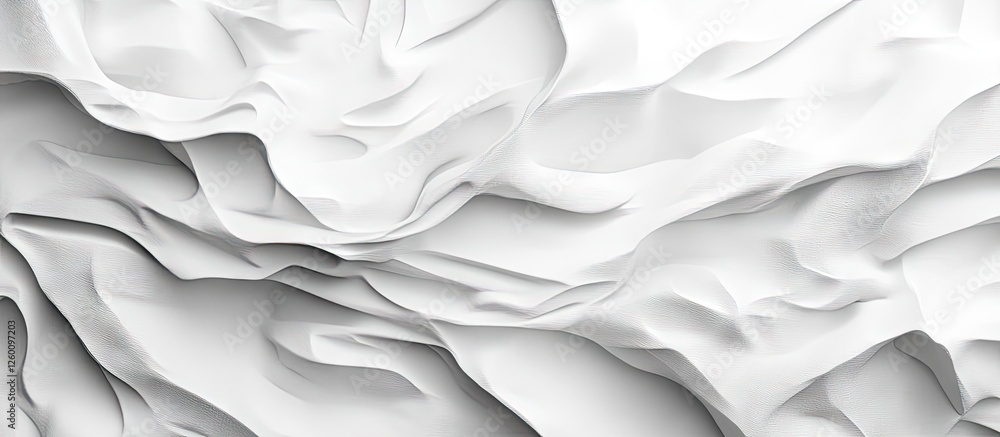 Leinwandbilder Textured white wall background showcasing intricate wrinkles and creases creating depth with various shades of white throughout the uneven surfaces