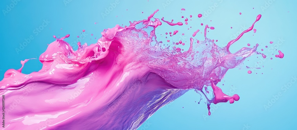 Leinwandbilder Vibrant pink watercolor splash with dynamic movement against a soft blue background creating a striking visual contrast and artistic fluidity