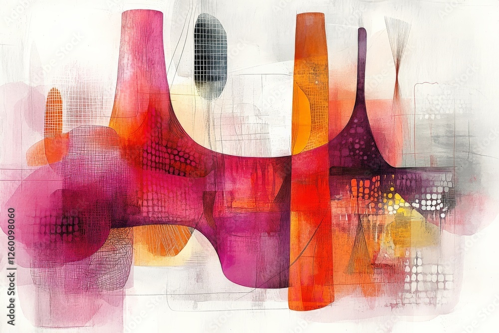 Poster abstract art composition with vibrant colors and geometric shapes exploring modern creativity and ex
