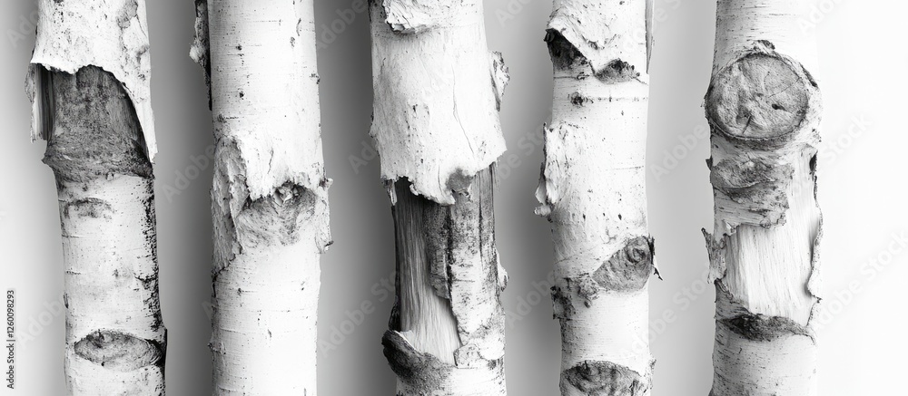 Leinwandbilder textured black and white birch tree trunks vertically aligned displaying unique patterns and bark de