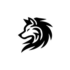Fierce Howling Wolf Logo – Modern Black Tribal Wolf Head Silhouette, Bold and Sharp Wild Animal Design for Sports, Business, Gaming, or Branding