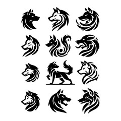 Fierce Howling Wolf Logo – Modern Black Tribal Wolf Head Silhouette, Bold and Sharp Wild Animal Design for Sports, Business, Gaming, or Branding
