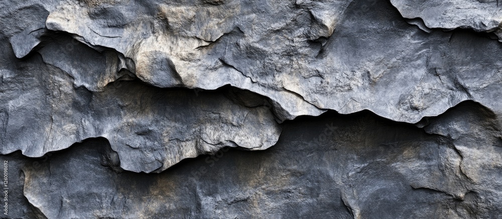 Aufkleber Textured dark gray stone surface with layered abstract appearance showcasing deep gray tones and intricate patterns for a dramatic backdrop.