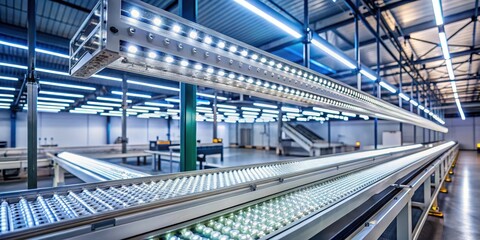 Efficient LED Lighting installation on industrial machinery, industrial equipment, illumination