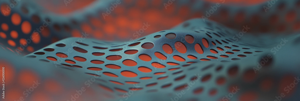 Poster impressive close-up of perforated synthetic leather with textured surfaces and shadows