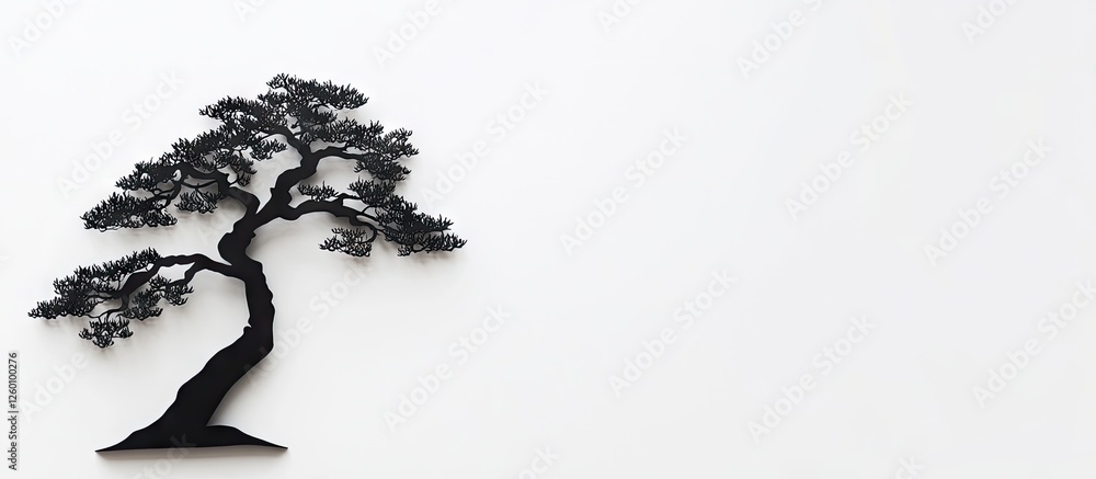 Aufkleber black tree silhouette positioned left on a clean white background, showcasing intricate details of b