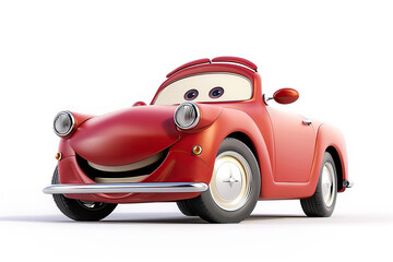 Beautiful colorful fictional cartoon car with pronounced headlights, abstract vivid composition consists of fictional unreal fantastic vision on background