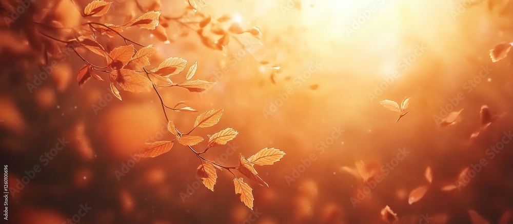 Aufkleber soft golden sunlight filters through blurred autumn leaves, creating a warm, inviting fall backgroun