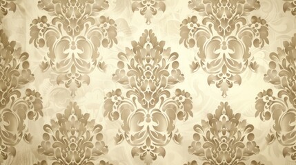 Obraz premium Elegant Damask Pattern: A Beige and Brown Tapestry