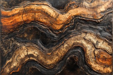 Obraz premium Unique abstract wood art displaying intricate natural patterns and textures in a warm color palette