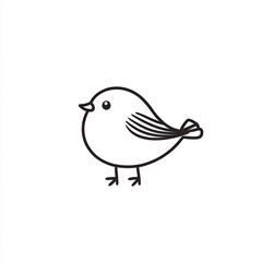 Obraz premium A simple, elegant outline illustration of a small bird in profile view. isolated on white background.
