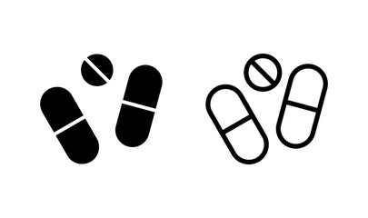 Pills icon logo design. capsule icon. Drug sign and symbol
