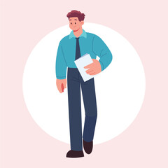 Flat Vector Office Worker Talking Illustration