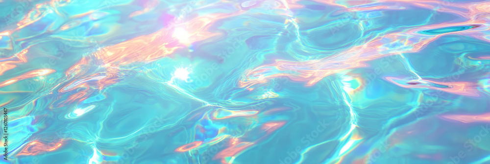 Aufkleber relaxing ripples on clear sky blue water reflecting sunlight and creating vibrant patterns