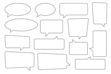 Collection of line speech bubble, line speech balloon, chat bubble.