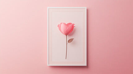 Minimalist Valentine's Day card with pastel colors featuring a heart shape and soft shadows. Aesthetic modern design ideal for romantic occasions, greeting cards, and love-themed decorations