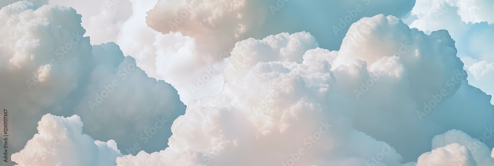 Poster Soft textured clouds create an abstract atmosphere with gentle white shades