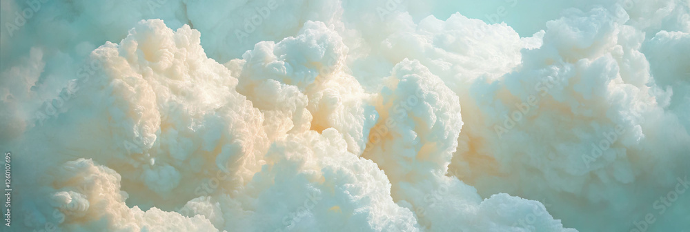 Poster Exploration of abstract cloud patterns with soft whites and textured matte finish