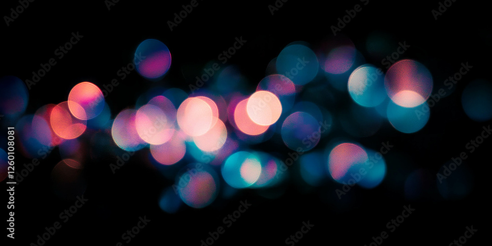 Poster swirling bokeh texture with vibrant colors and flowing light against a black background