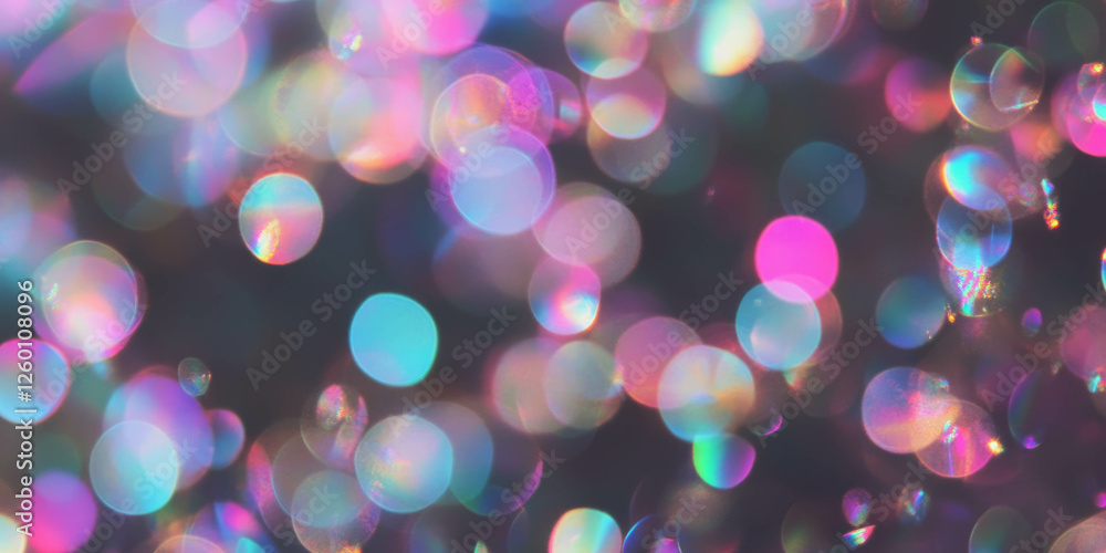 Poster Vibrant swirling bokeh texture with flowing light and colorful transitions on dark background