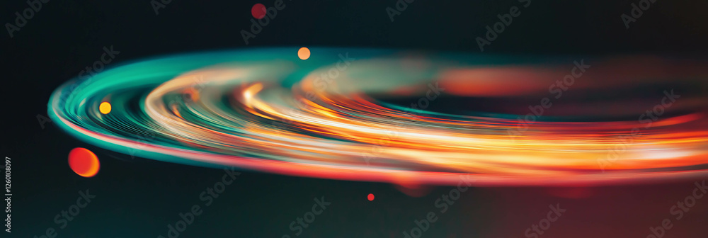 Aufkleber Abstract swirling bokeh with flowing light and vibrant color transitions across a dark background