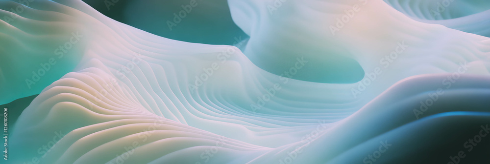 Poster Abstract wave pattern with light blues and water-like texture creating a serene visual experience