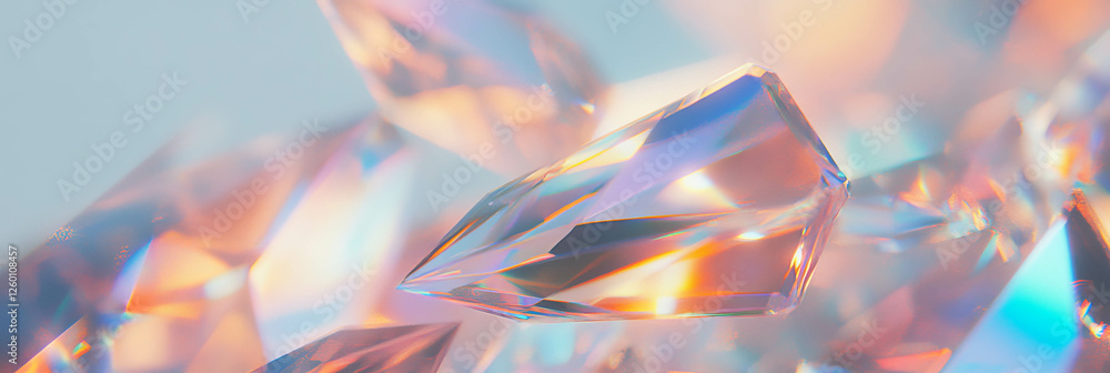 Poster Angular and circular crystal flares creating dynamic light patterns in a textured display
