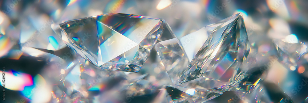 Poster Angular bokeh shapes create a bright and sparkling texture of crystalline forms
