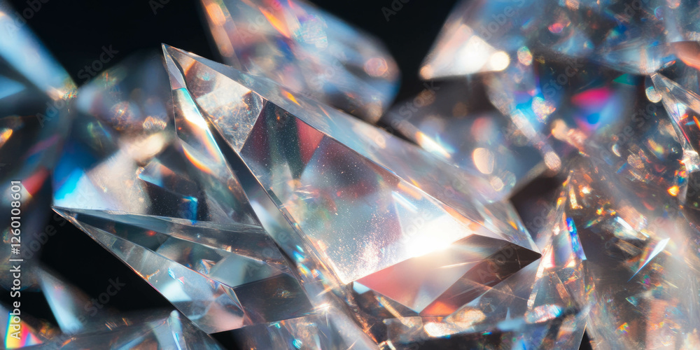 Fototapete bright crystalline angular bokeh shapes create a striking overlay texture on a dark background
