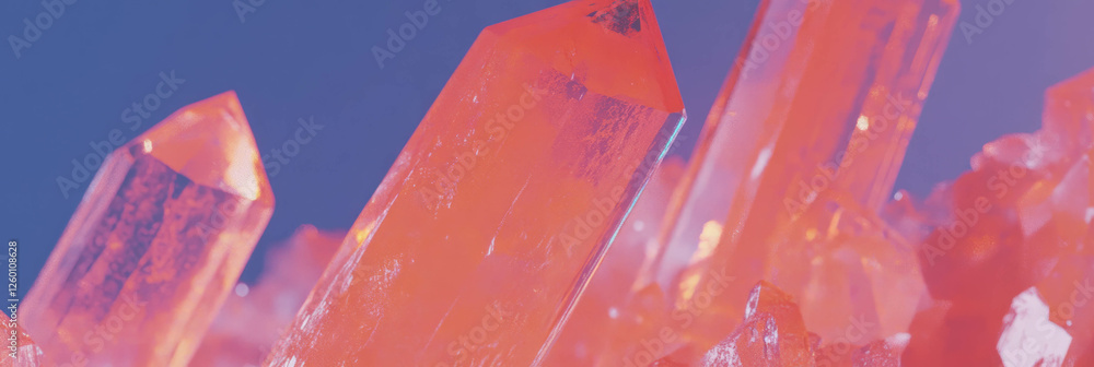 Poster Colorful angular crystal flares with distinct texture and sharp edges under soft lighting