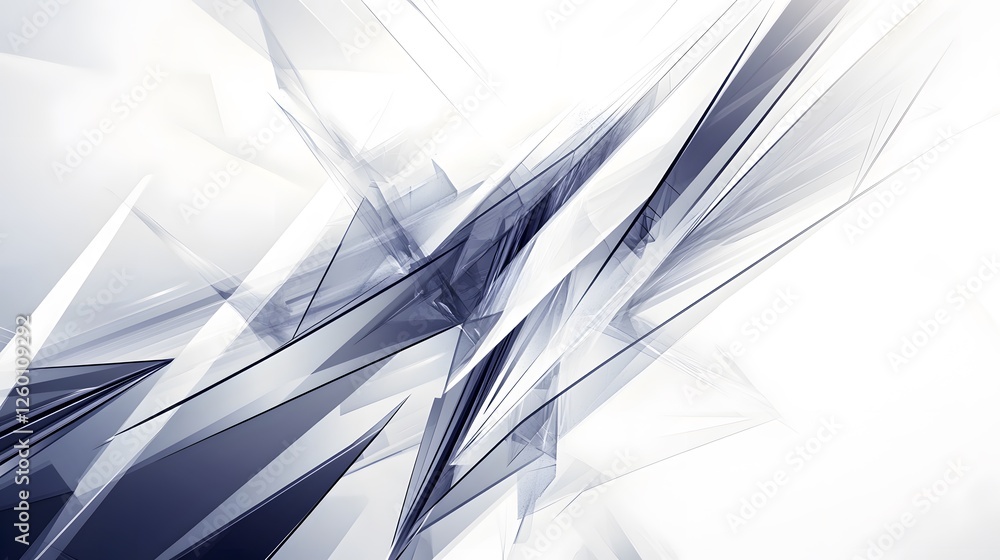 Poster Abstract rendering of geometric shapes in grayscale color scheme