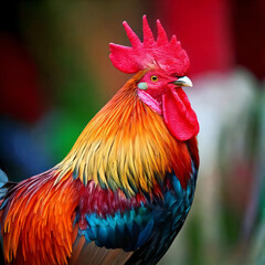 Vibrant Rooster Portrait: A Stunning Display of Colorful Plumage