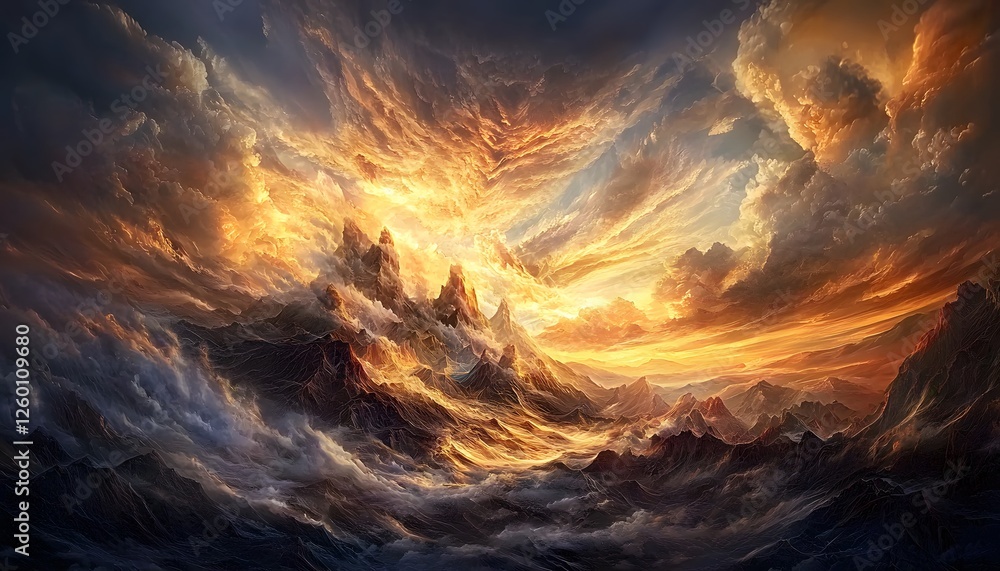 Poster a dramatic sunset over a canyon, with rugged red rock formations glowing in golden light, expansive 