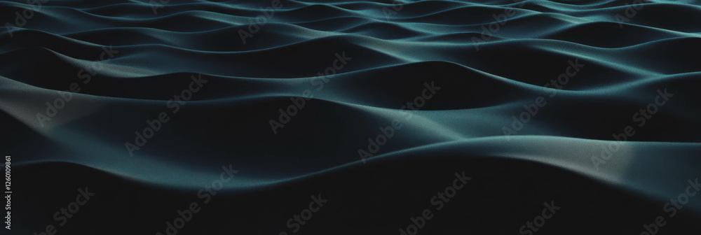 Poster black sand dune with smooth curves and gentle lighting creating an abstract landscape