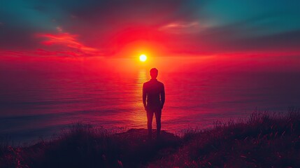 facing my faith silhouette of a man looking at the sunset