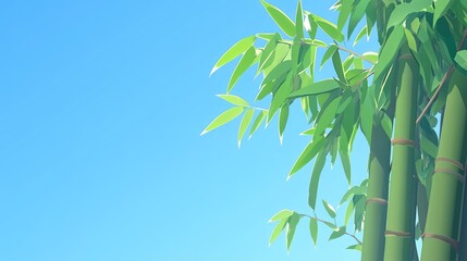 Obraz premium A bamboo tree against a bright blue sky with plenty of open space for custom logos or marketing material.