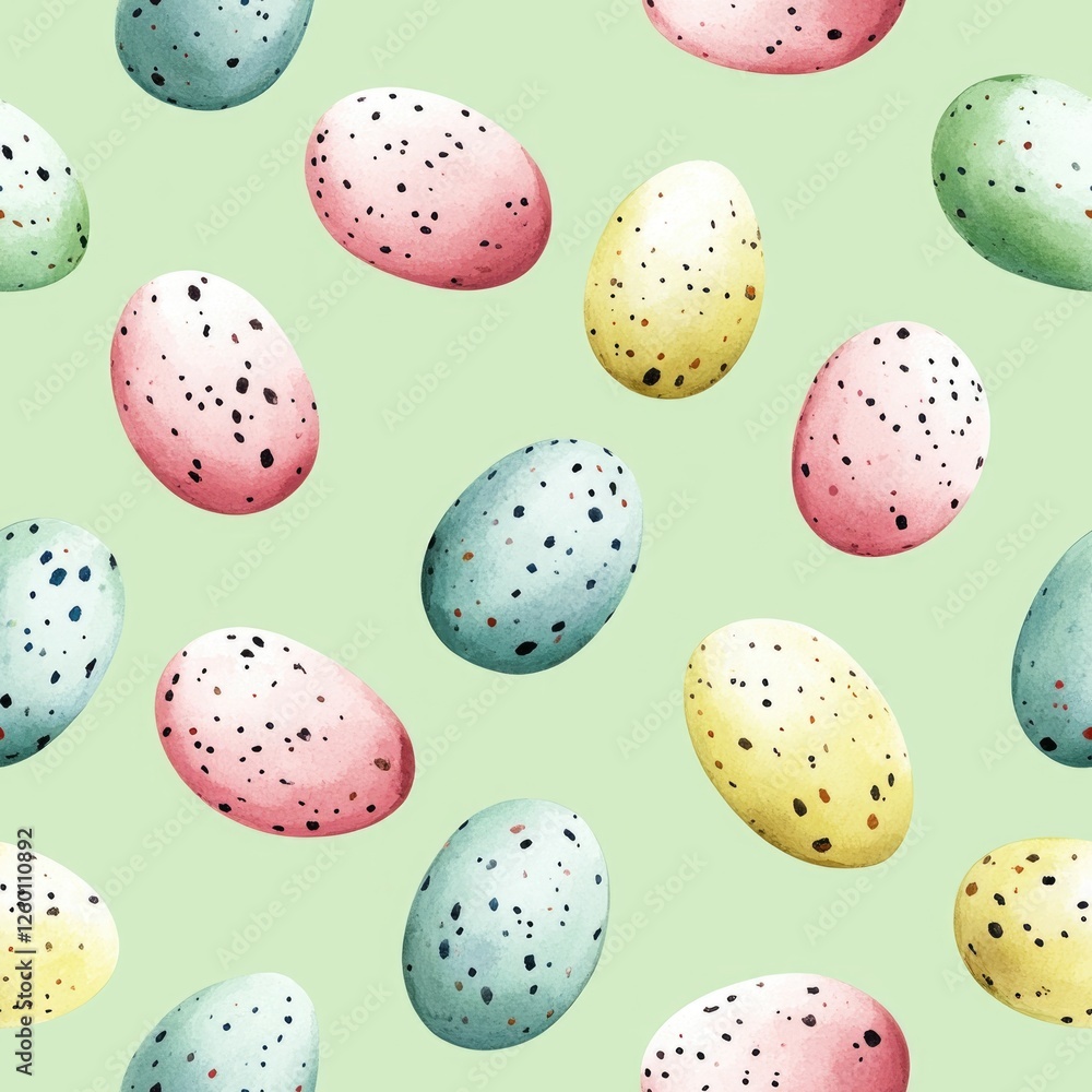Poster a pattern of eggs with different colors and spots