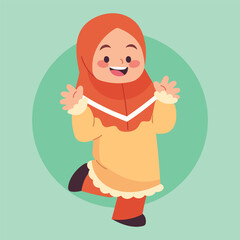 Flat Vector Cute Moslem Character Illustration